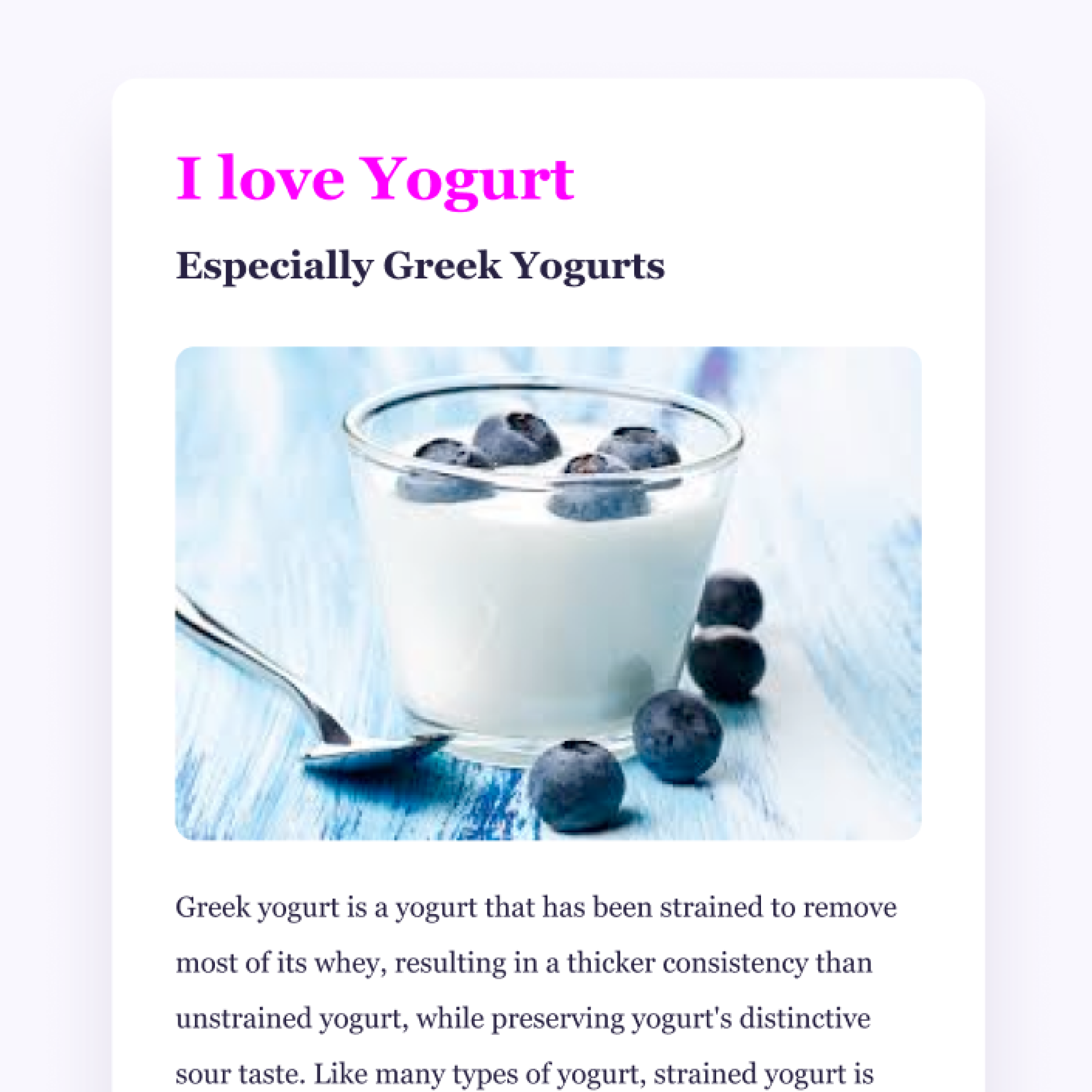 Yogurt App Project